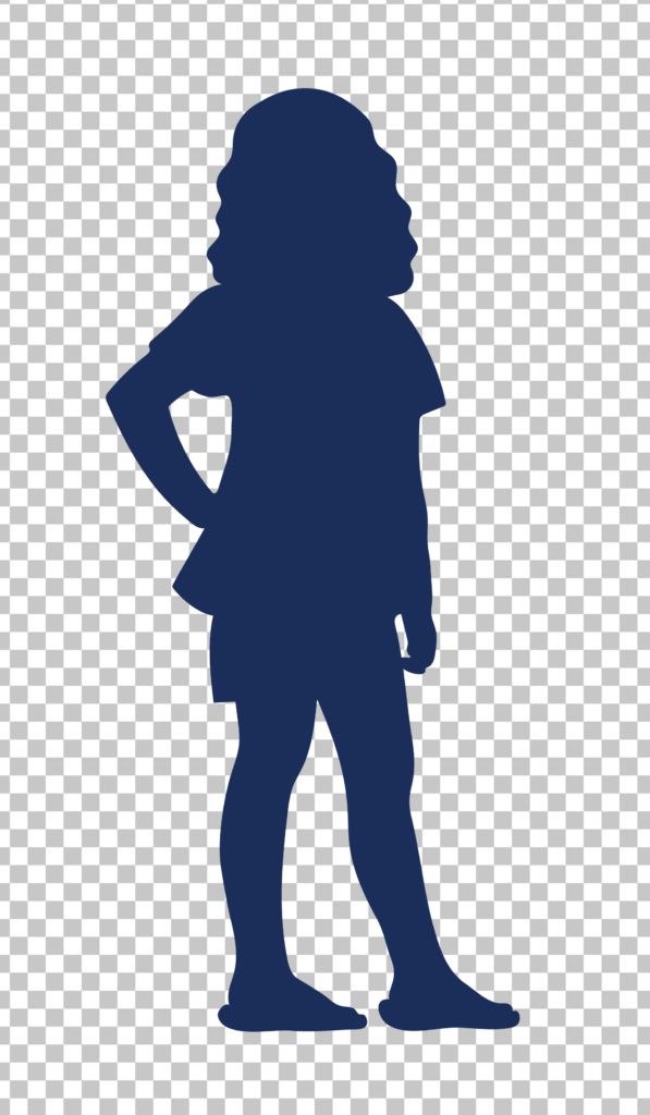 Silhouette of Young Girl Standing PNG Image