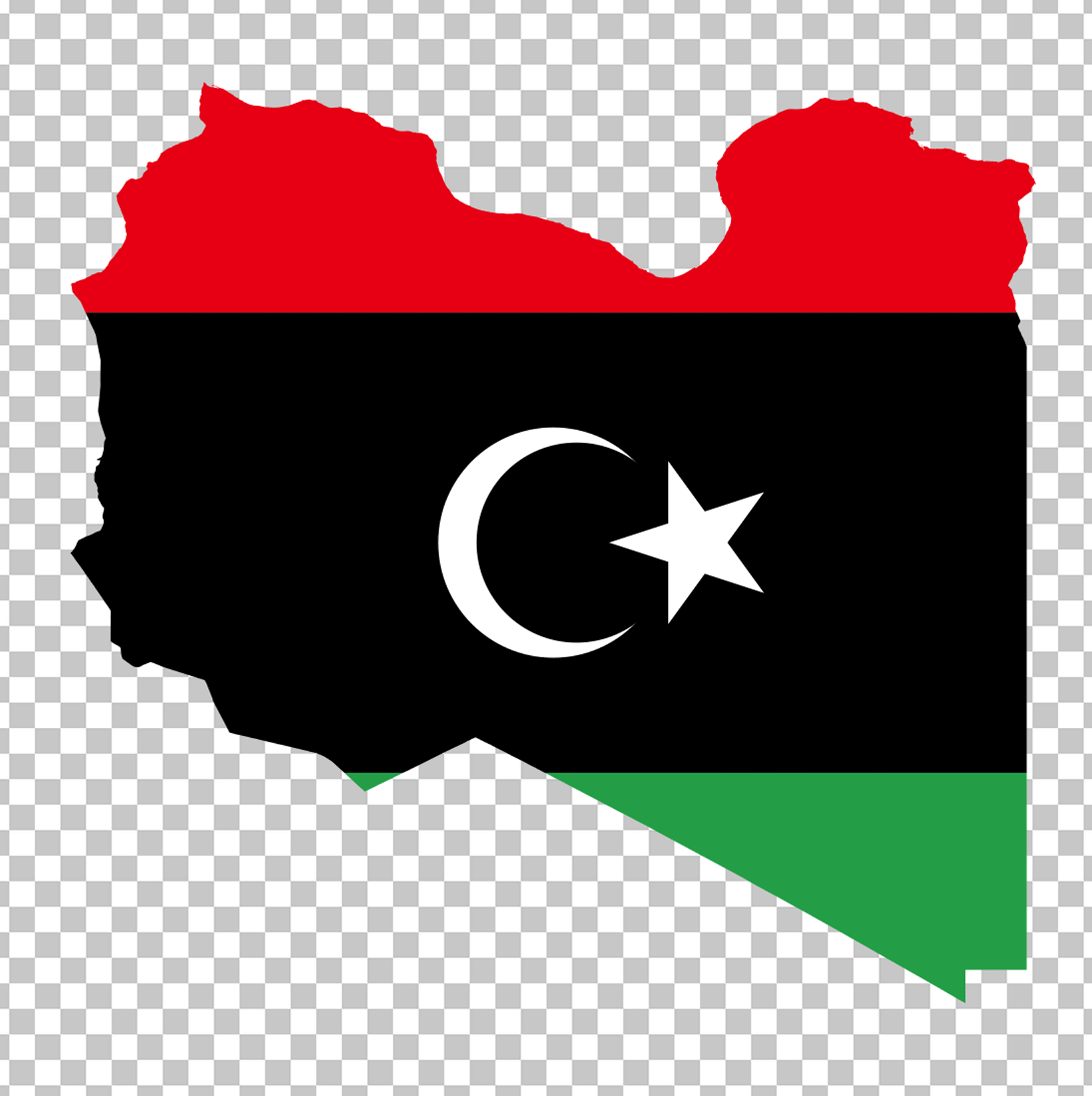 Libya Map with Flag PNG Image