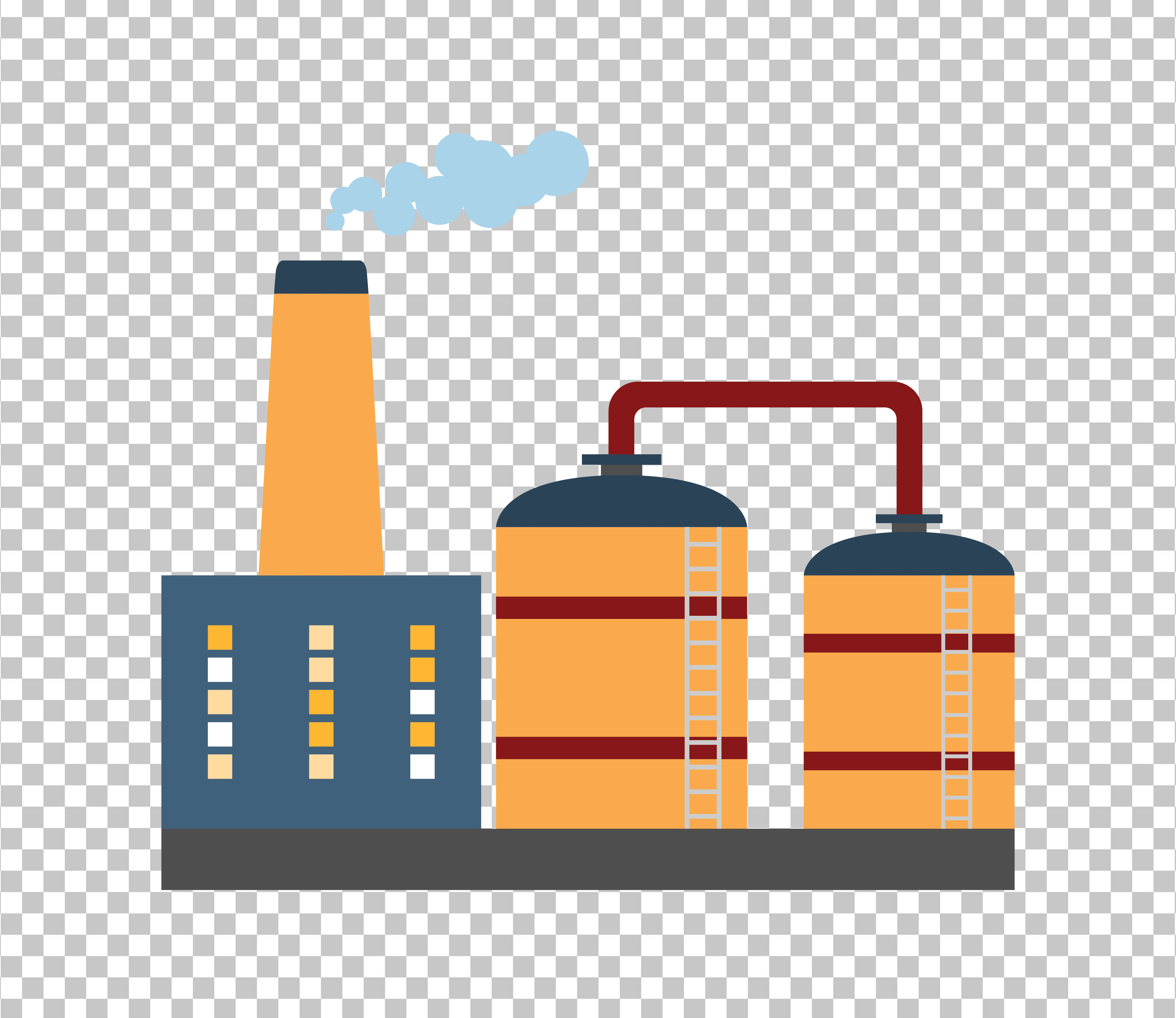 Factory with chimney and silos PNG image