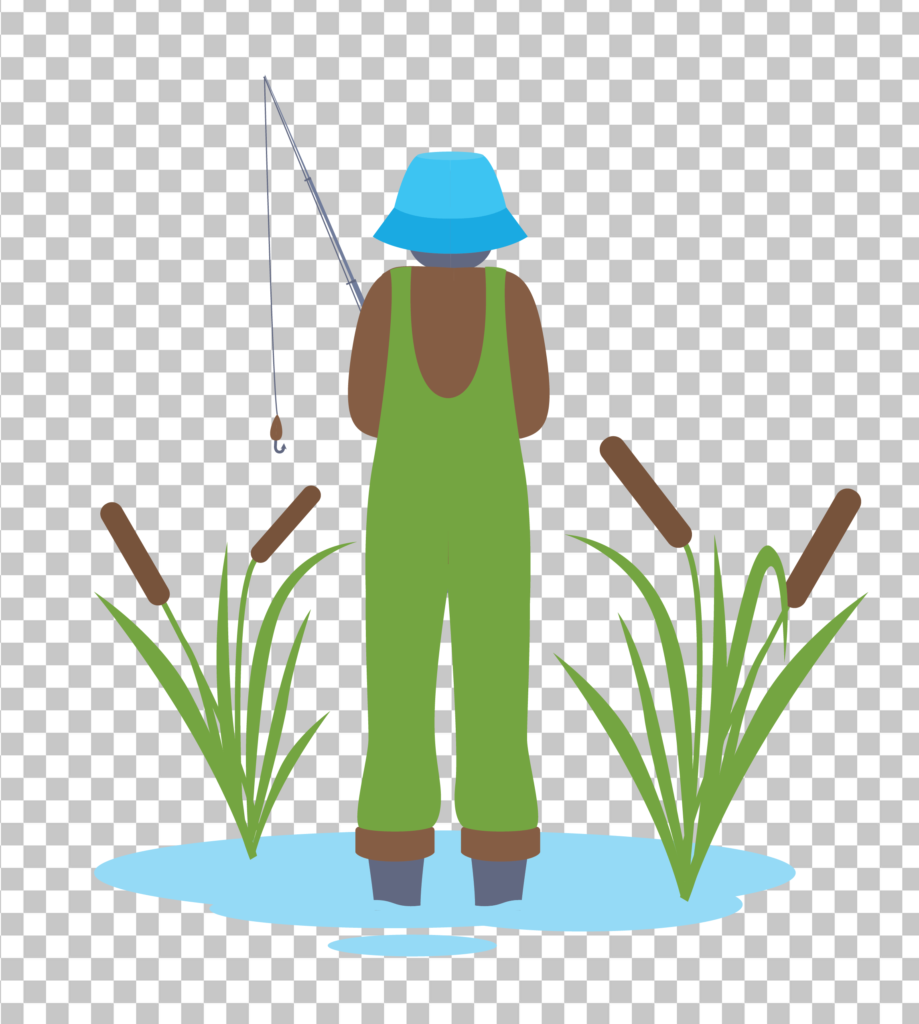 Man Fishing in Swamps Clipart PNG Image
