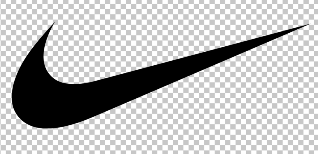 black and white Nike Logo with Swoosh on transparent background
