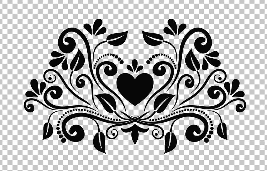 Floral Heart Page Decor PNG Image