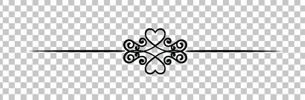 Black Decorative Line with Hearts PNG Image