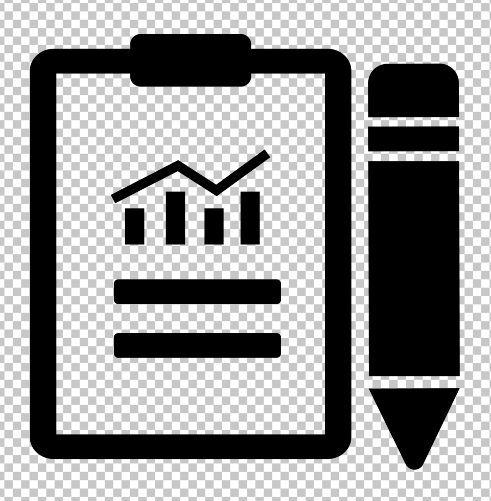 Clipboard with Graph and Pencil, Performance Report Icon PNG Image