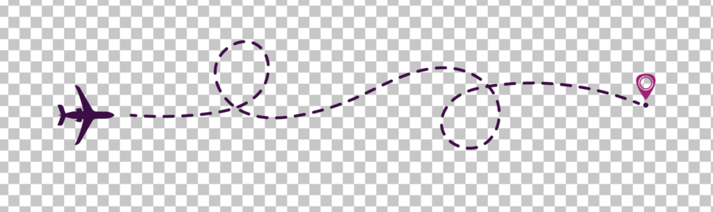 Plane Flying Down Dotted Line PNG Image