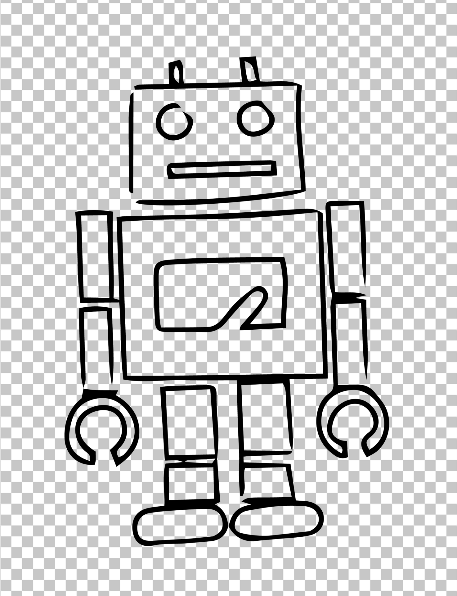 Robot Sketch PNG Image