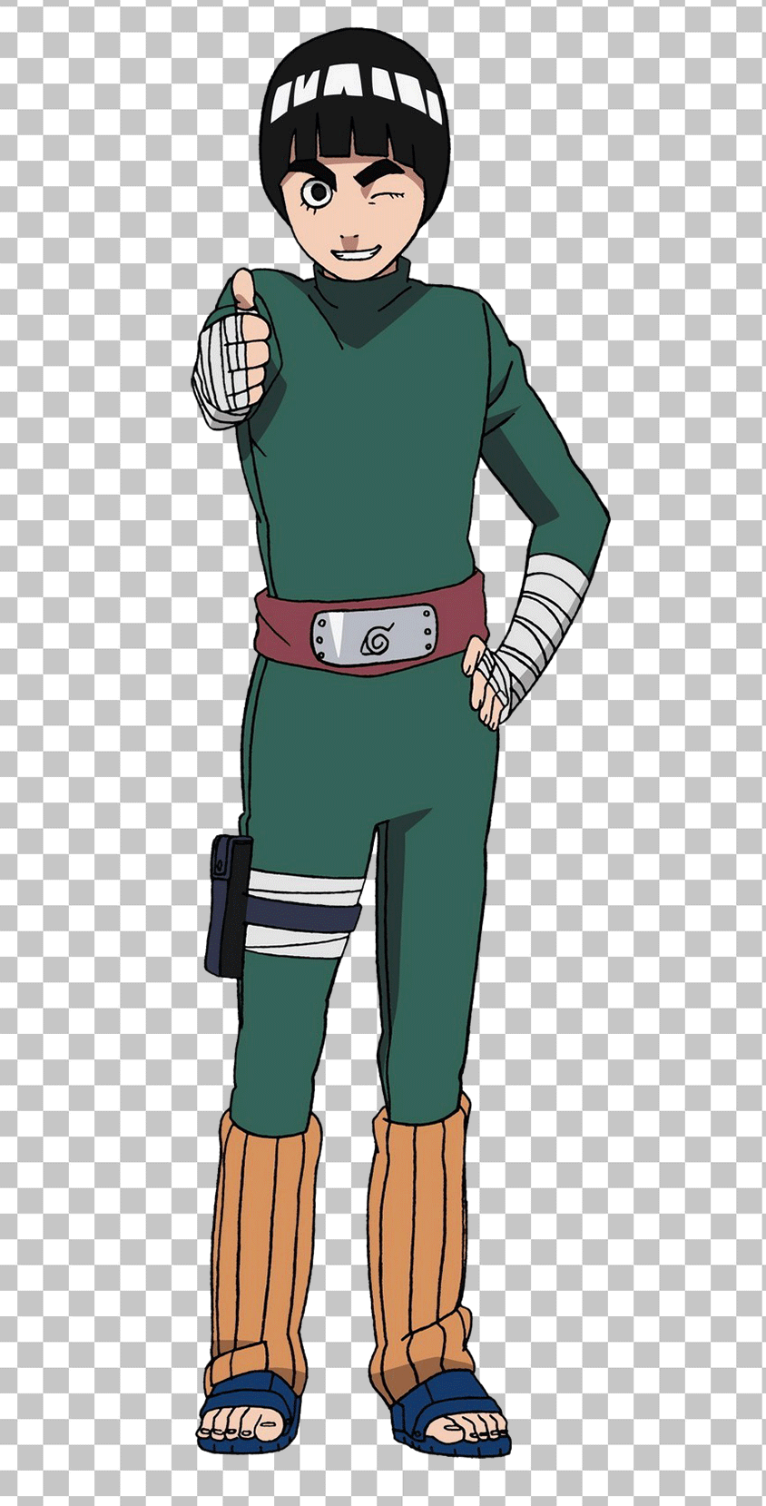 Rock Lee standing and giving Thumbs up PNG Image