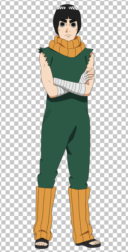 Rock lee standing with green sleevless suit