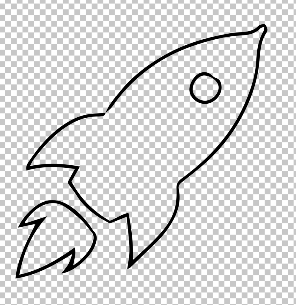 Rocket Sketch with flame PNG Image