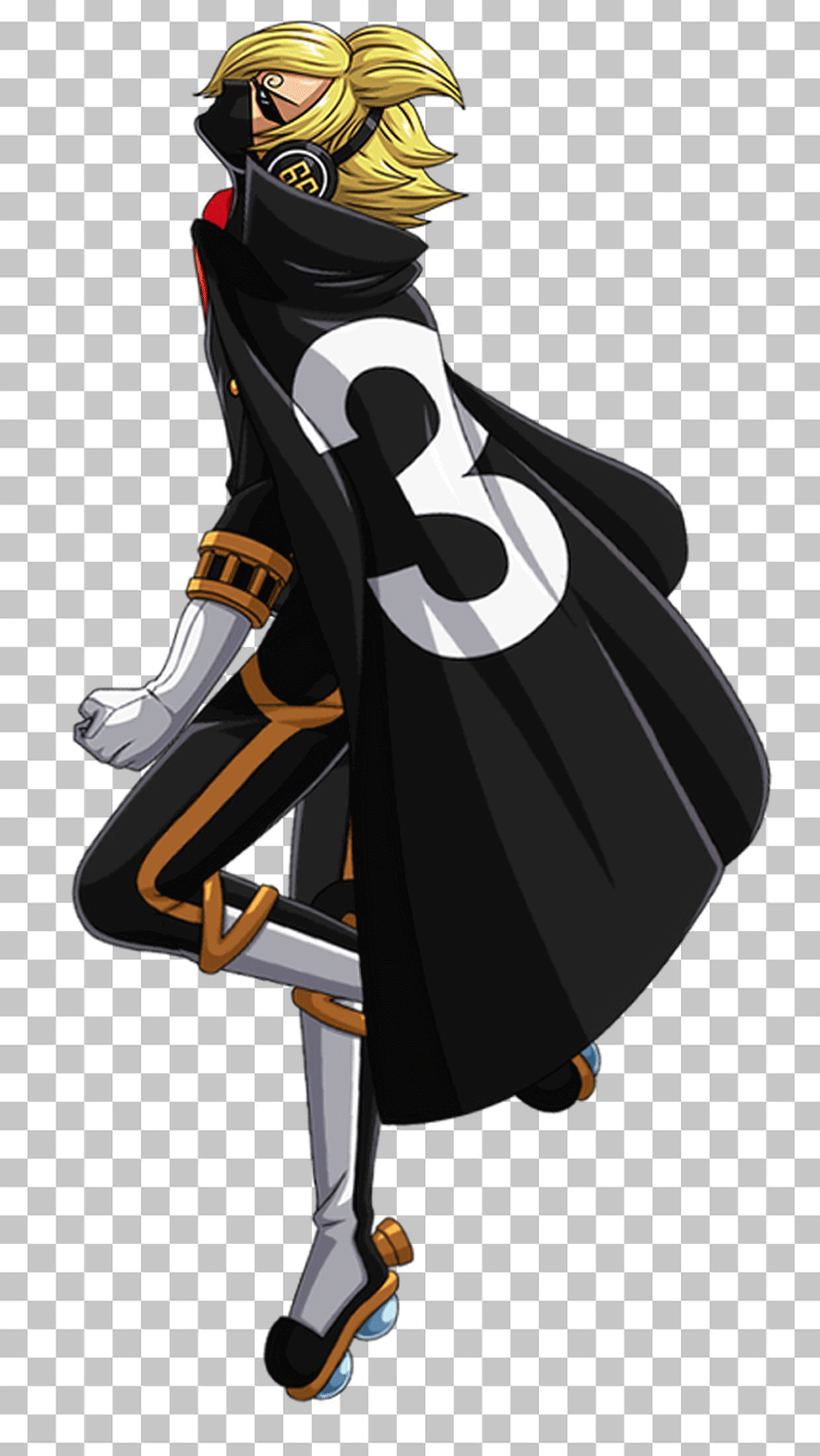 Sanji flying in Cape with Number 3 PNG Image
