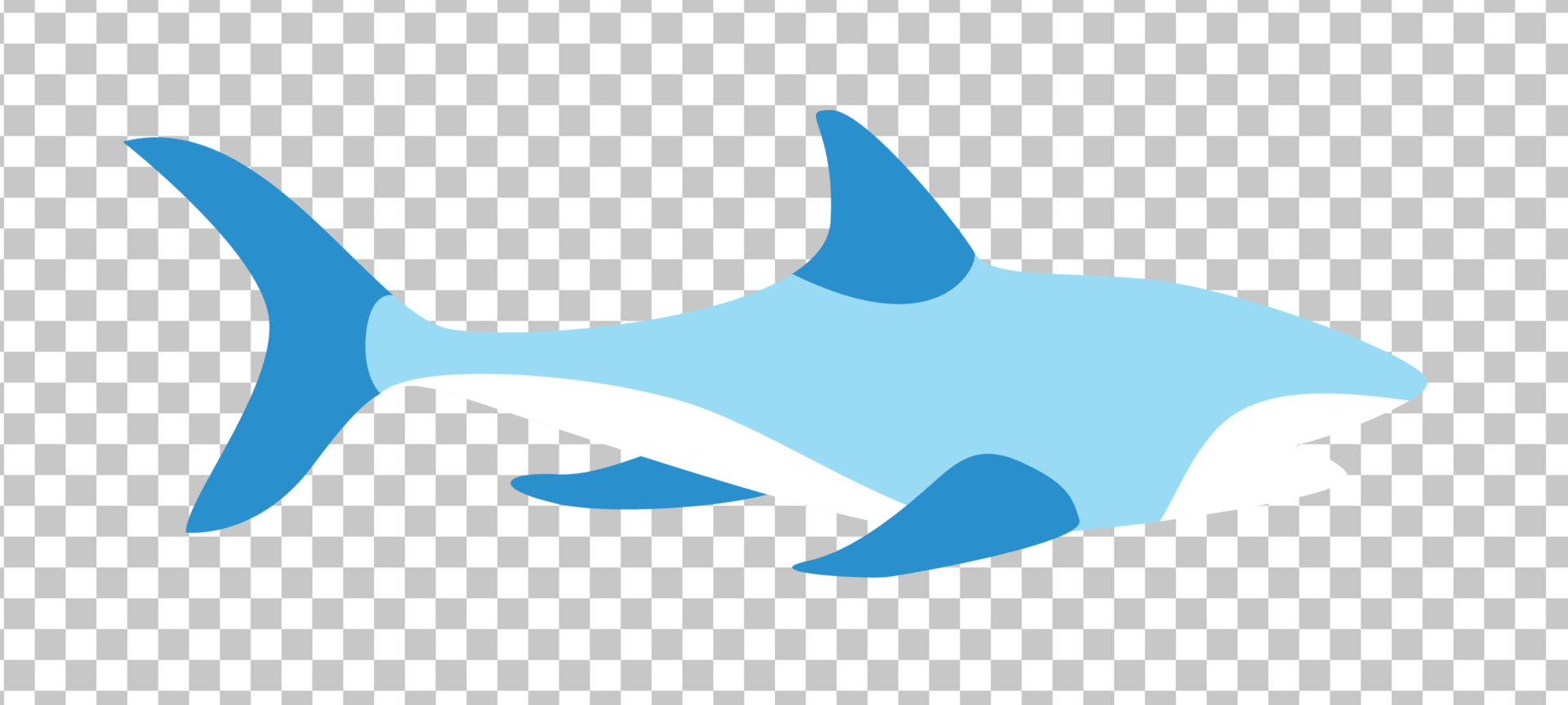 A vector image of a blue shark swimming in the ocean.