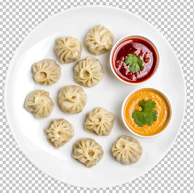PNG Image of Stream Momos with Sauces