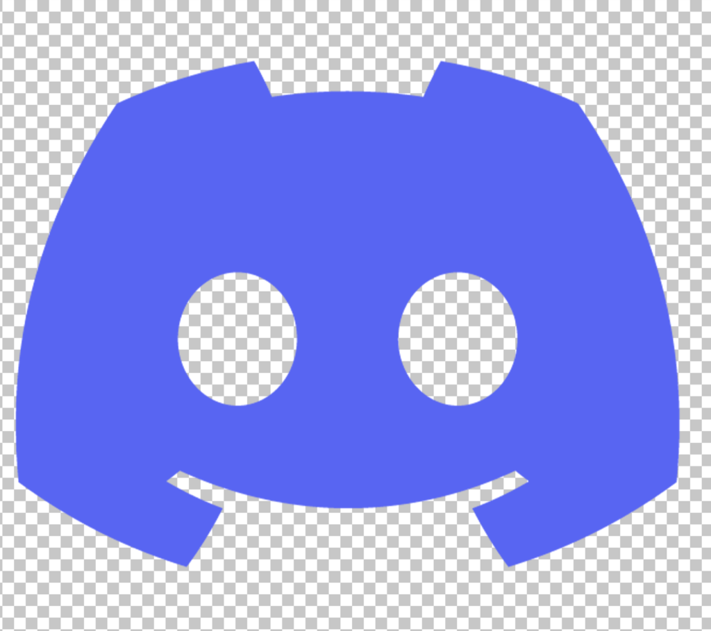 Discord Logo, blue smiley face with white eyes.