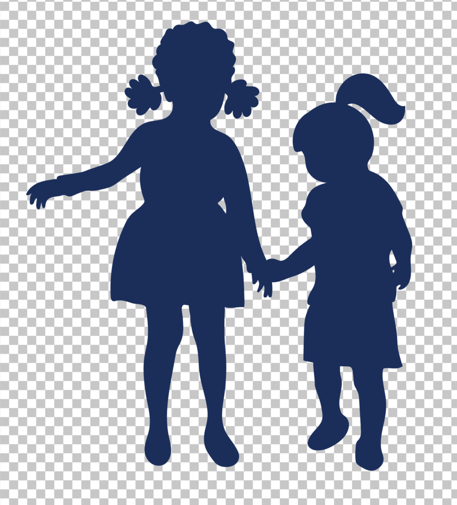 two girls Kids Holding Hands Silhouette PNG Image
