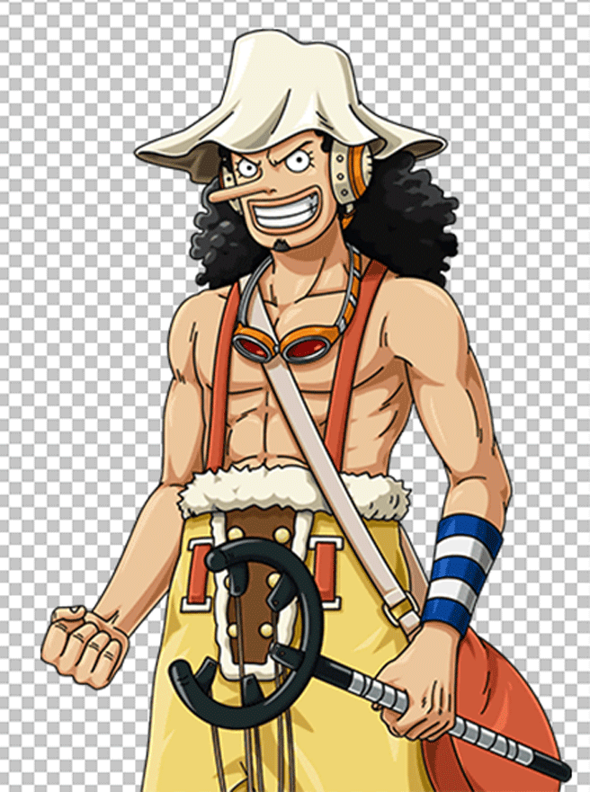 Usopp from One Piece smiling and holding slingshot PNG Image
