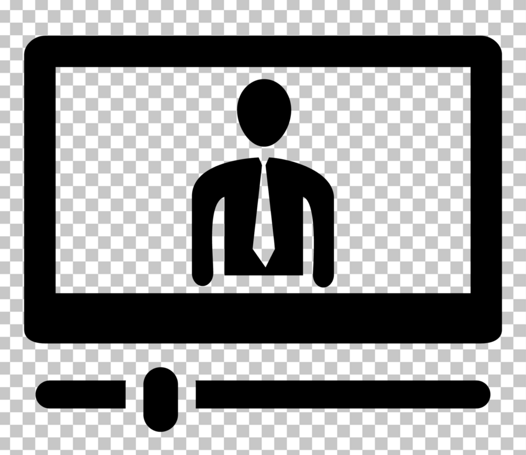 Man in Suit and Tie Standing in Front of Computer Screen, Video Icon PNG Image