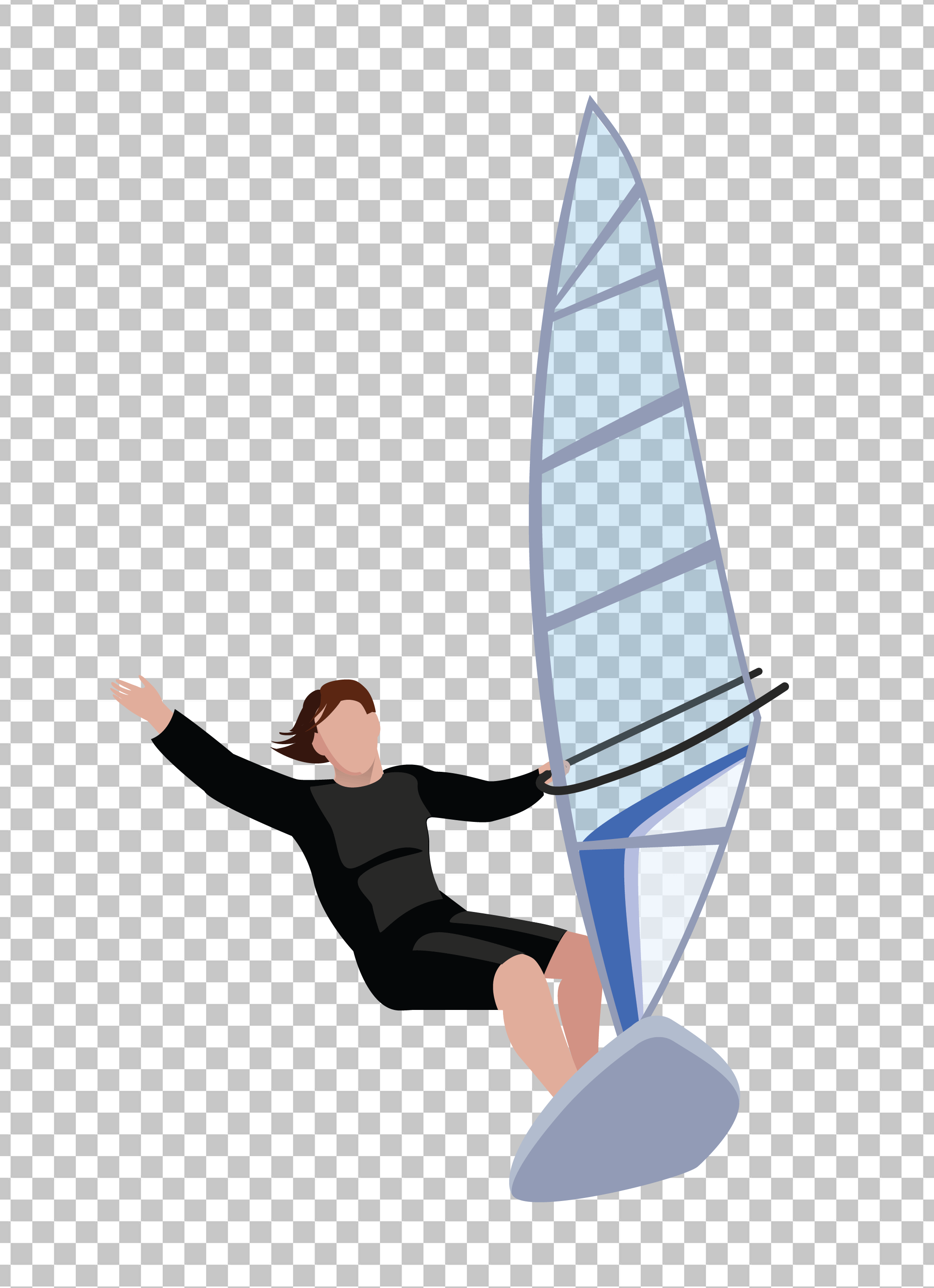 Windsurfing Silhouette PNG Image