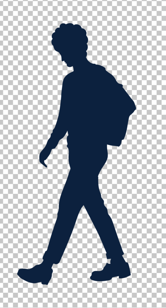 Silhouette of Man Walking in Forest PNG Image