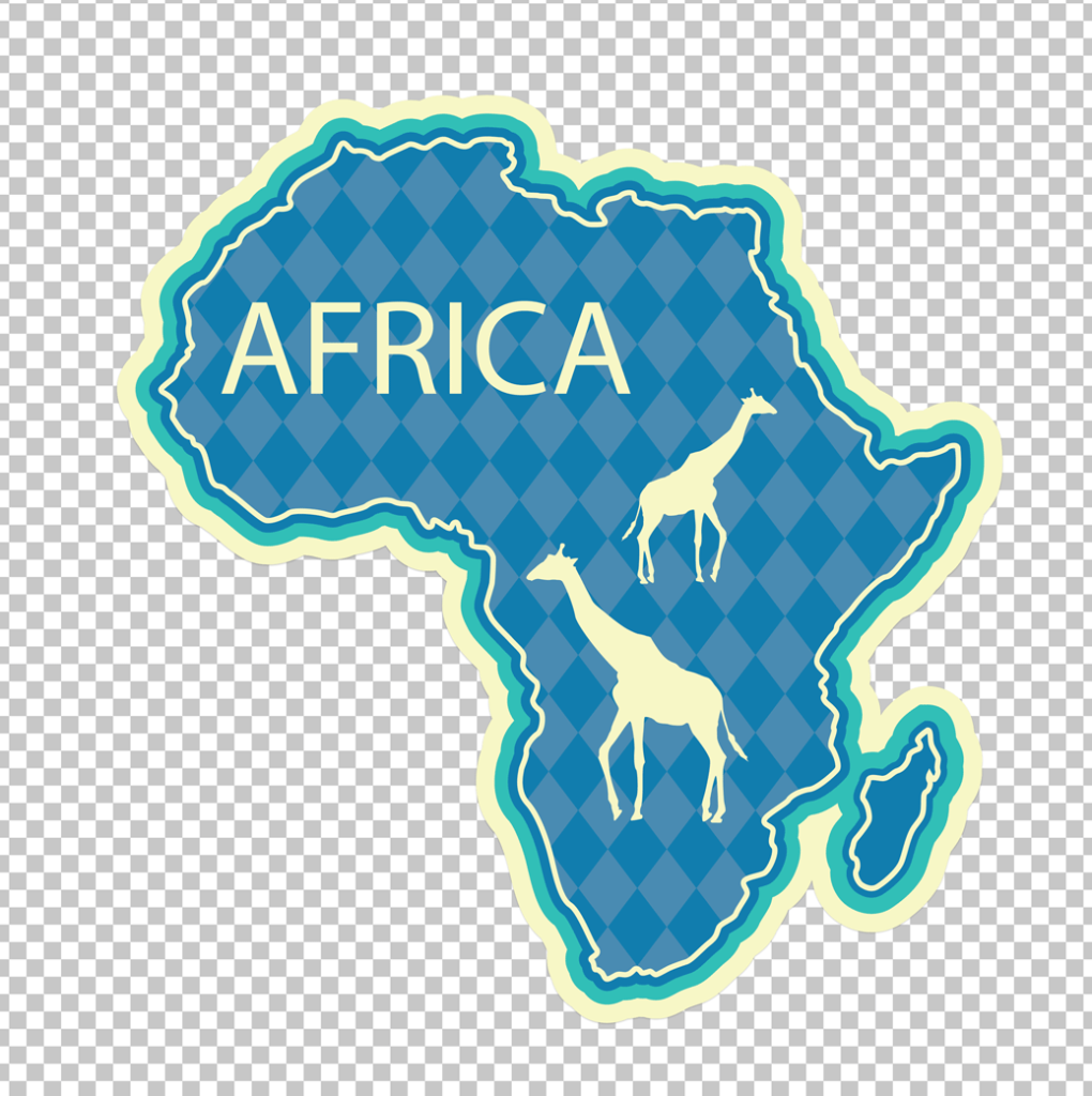 Africa Map with Giraffes PNG Sticker.
