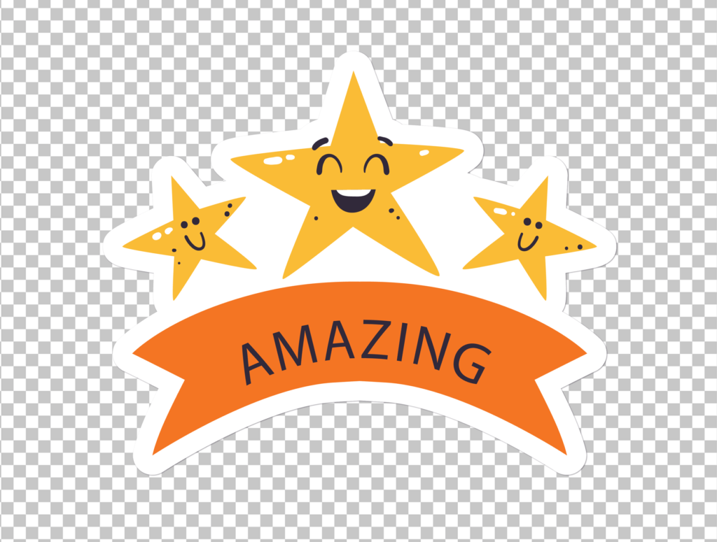 Amazing Three Yellow Star Smiley Faces PNG Image.