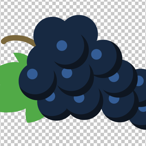 Blue Grapes with Green Leaves PNG Image.