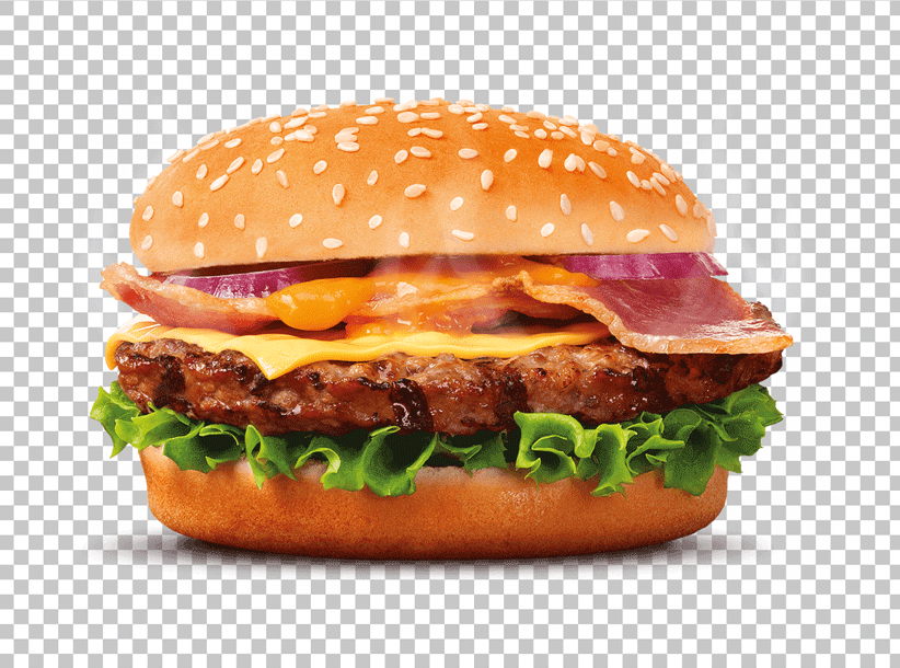 A delicious-looking hamburger with a toasted bun, beef patty, melted cheese, lettuce, tomato, and pickle.