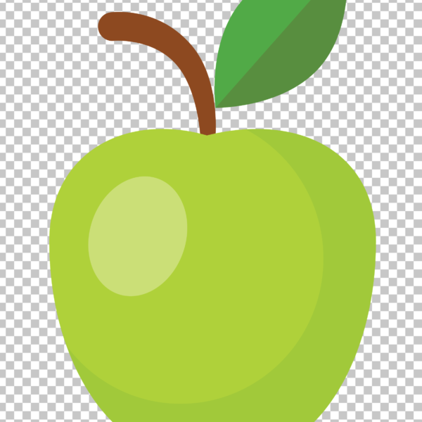 Green Apple with Leaf PNG Image.