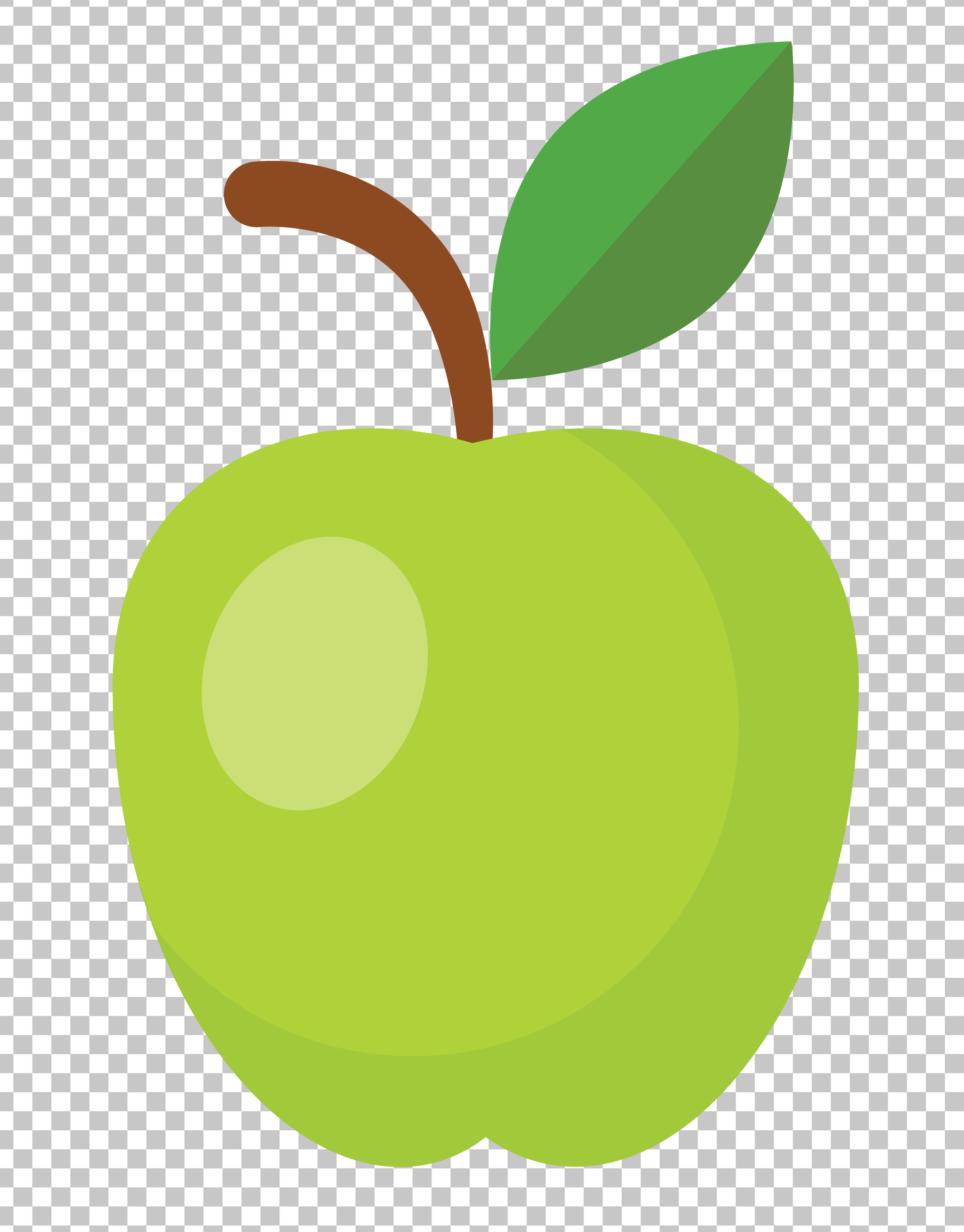 Green Apple with Leaf PNG Image.