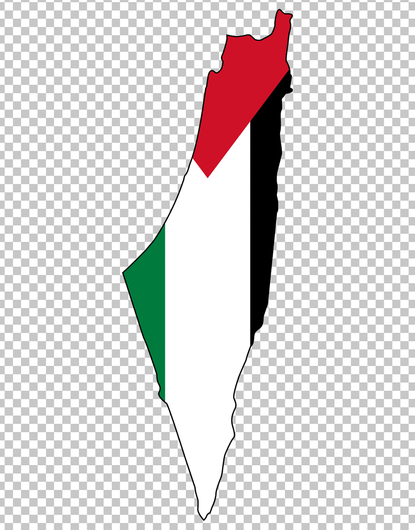 Palestinian Territories Map with Flag PNG Image