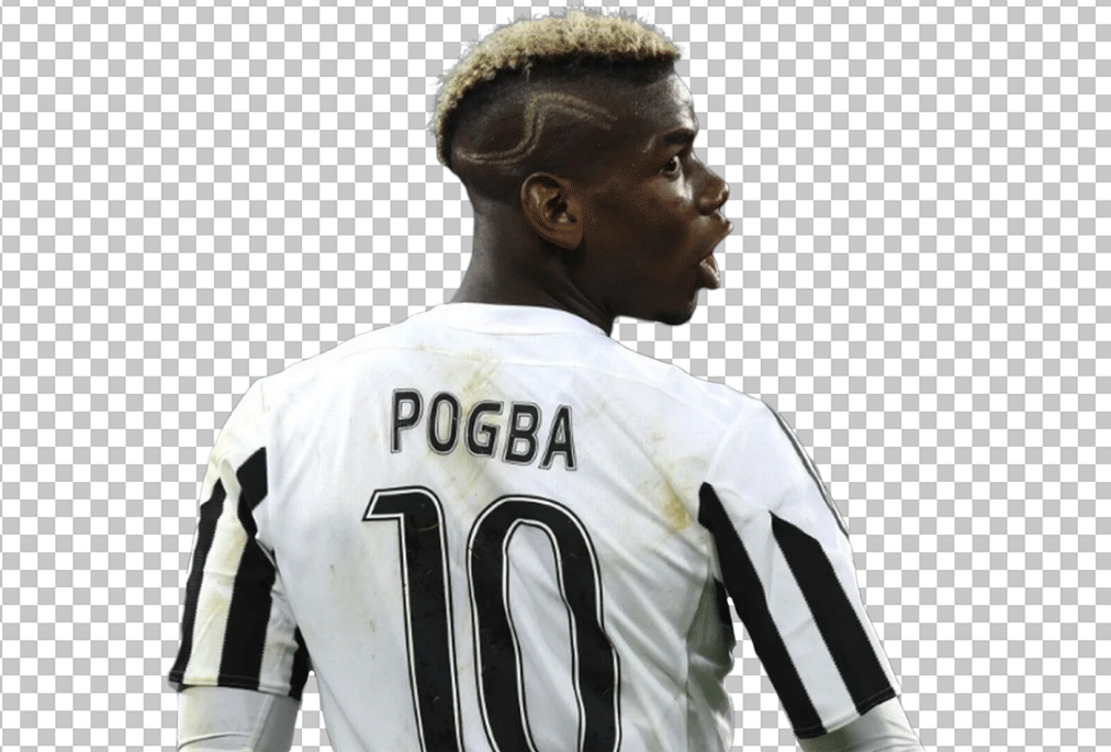 Paul Pogba back view, looking to the side.