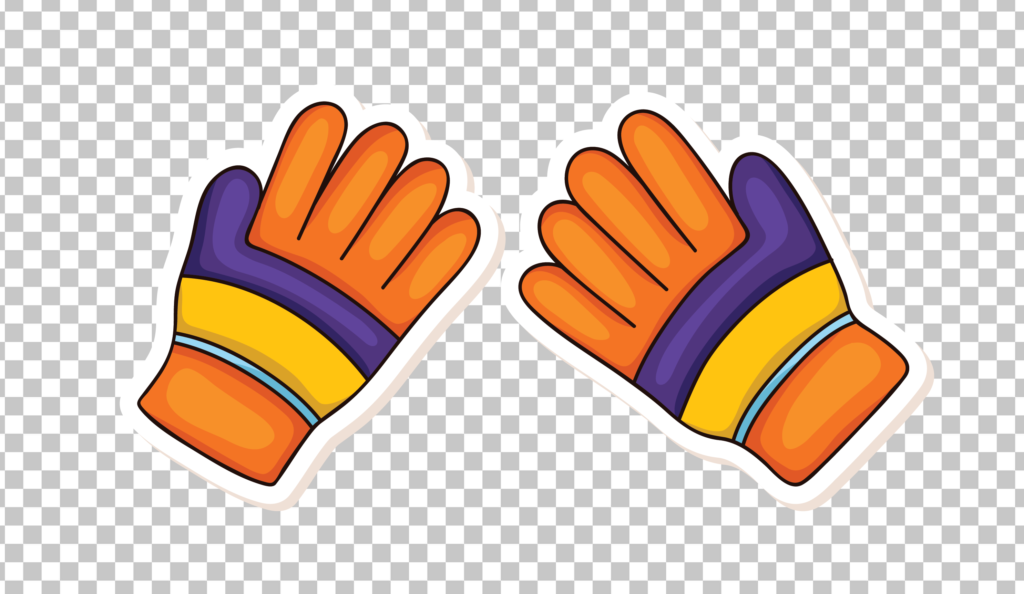 Pair of Winter Gloves on Transparent Background.