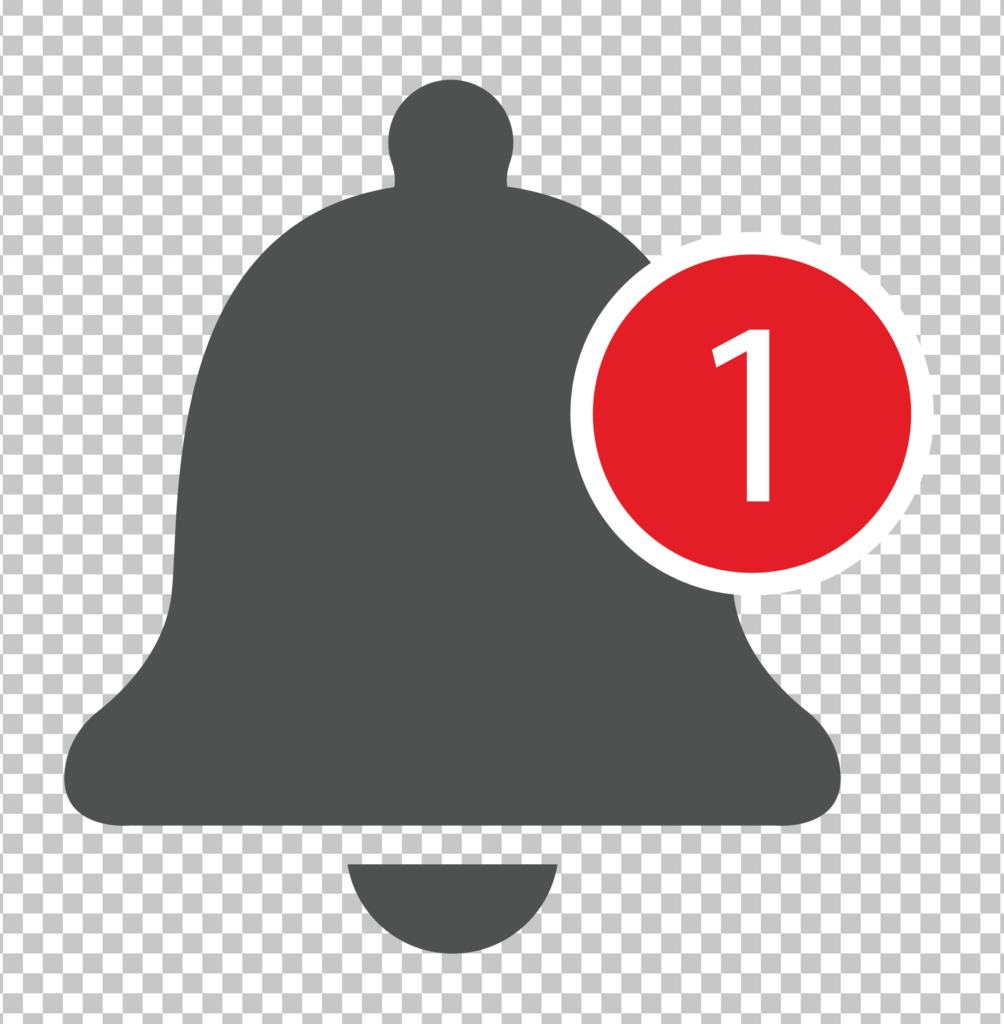 Bell Icon with One Notification PNG Image