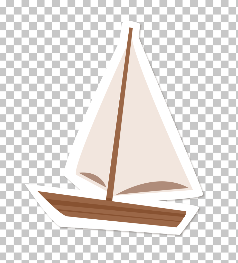 A blue sailboat with a white sail sailing to the right on a Transparent Background.