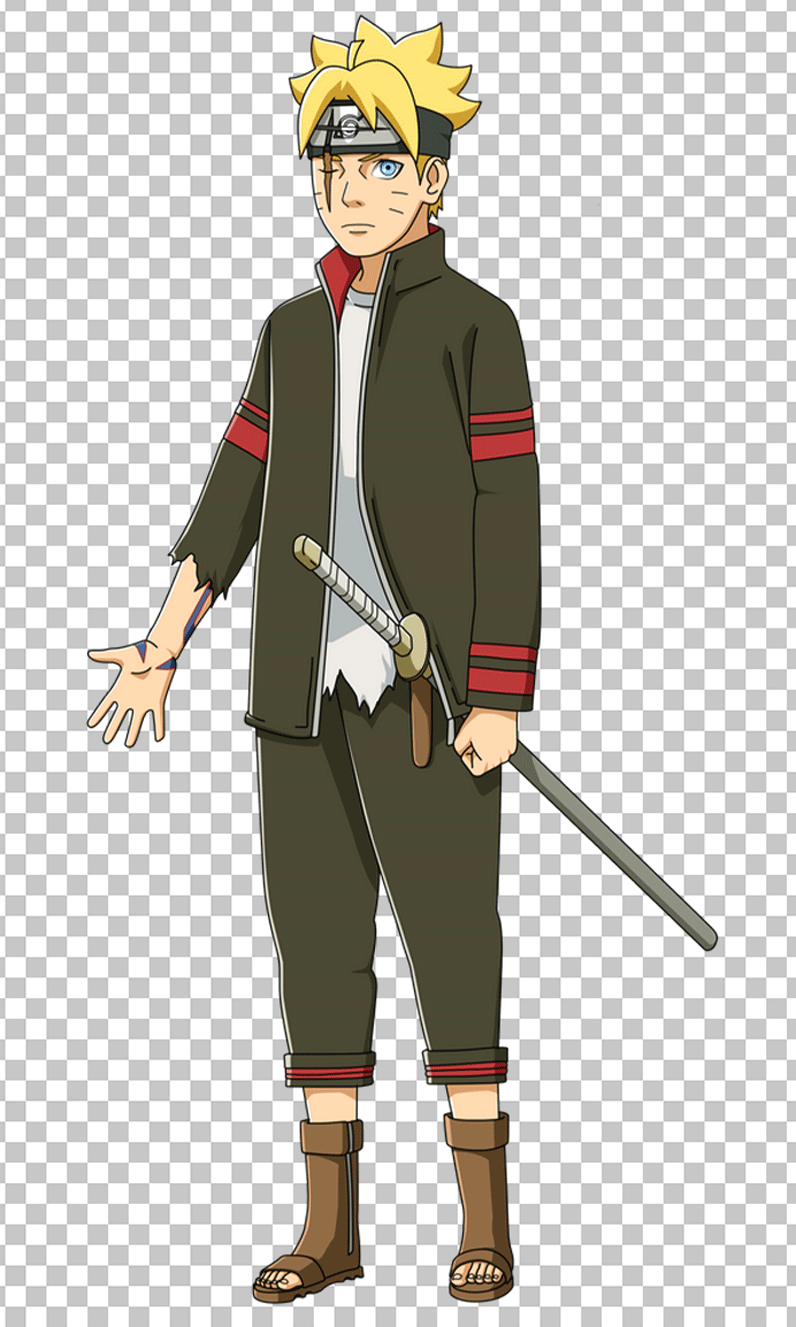 Boruto Uzumaki is standing with Sword PNG Image.