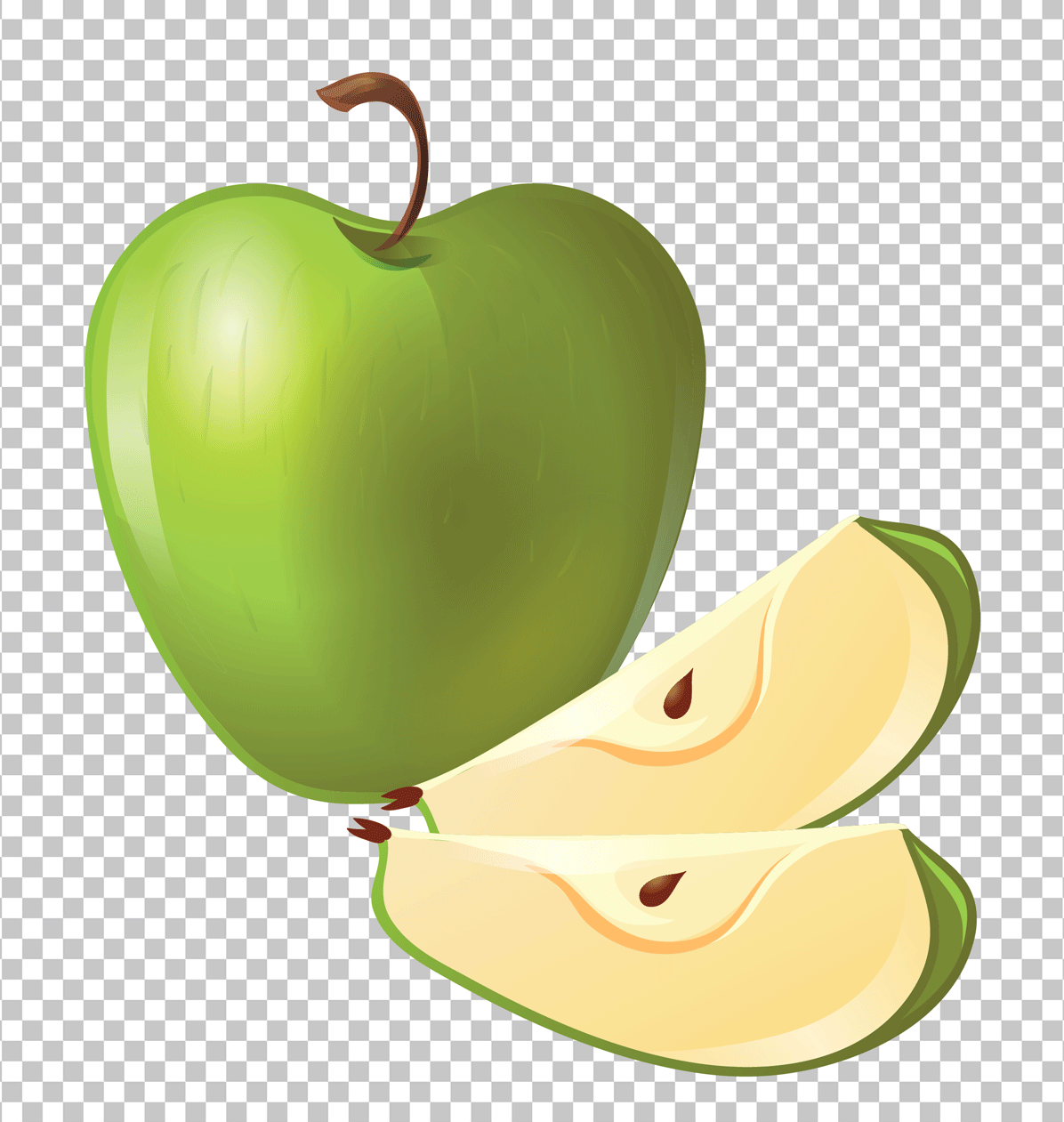 Green Apple PNG Image with Slice on Transparent Background