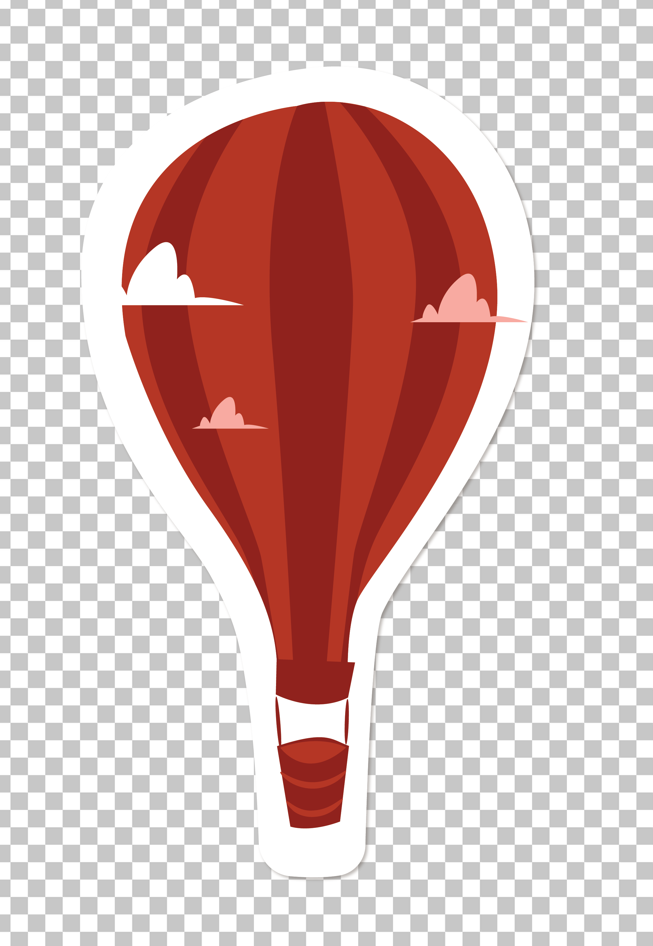 Red Hot Air Balloon Sticker PNG.