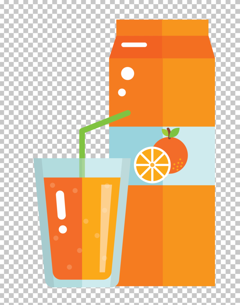 Glass of Orange Juice with Straw Next to Box of Orange Juice.