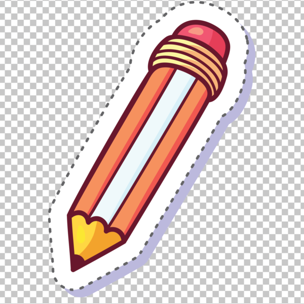 Pencil with Eraser Sticker PNG Image