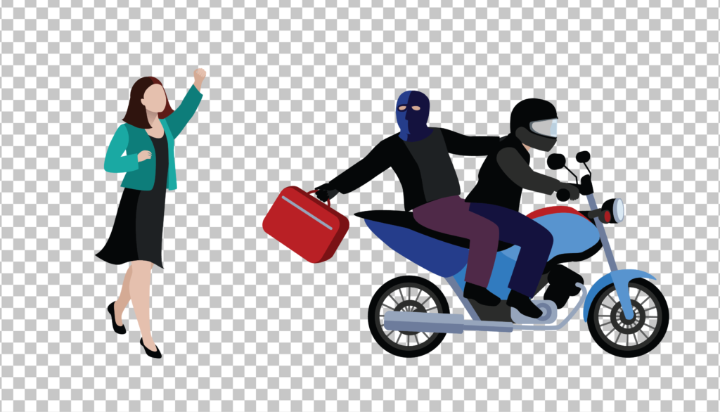 Person stealing and running with bike PNG image