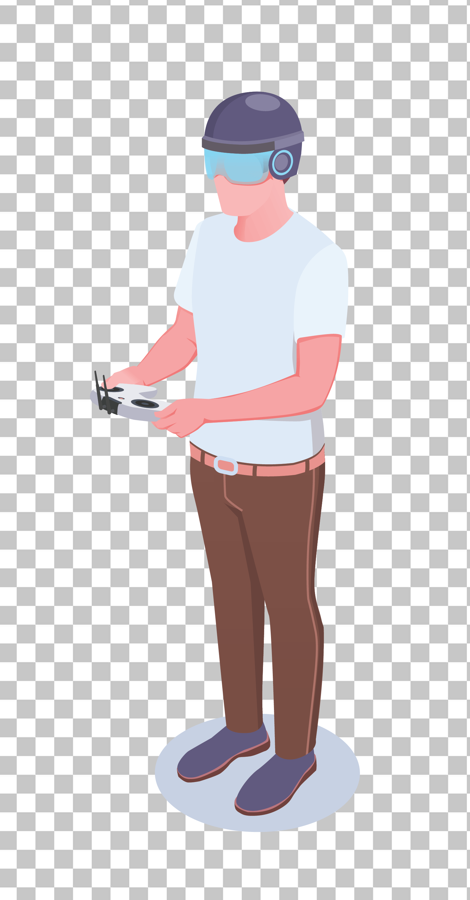 Man Controlling FPV Drone and wearing VR set PNG Image