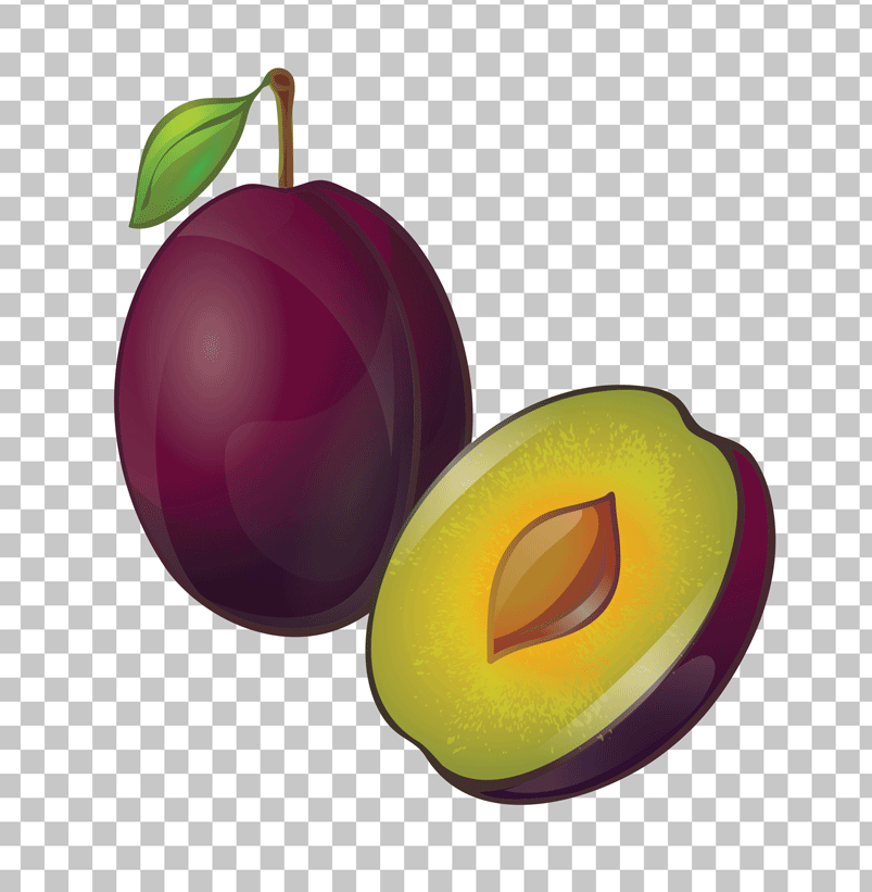 PNG image of plum and slice of plum on transparent background