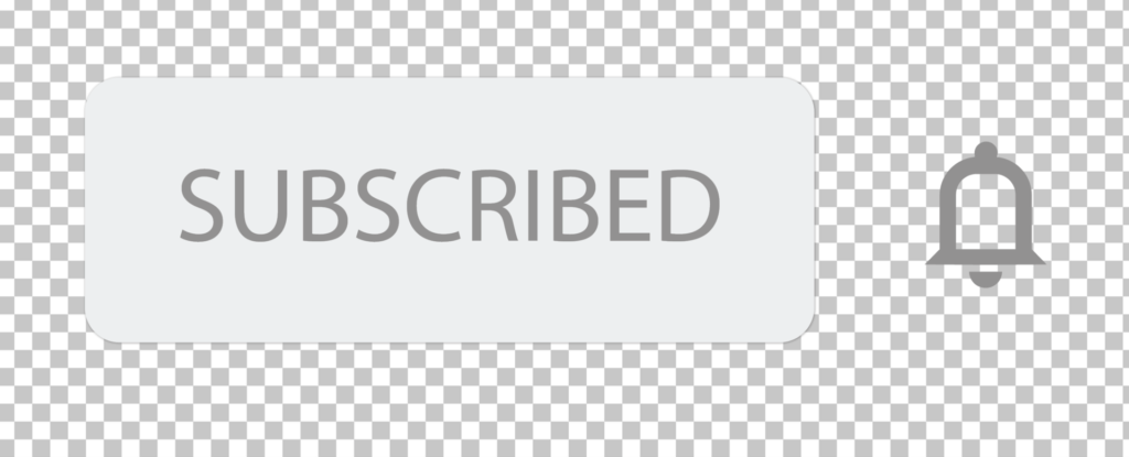 Subscribe button with bell icon with transparent background image.