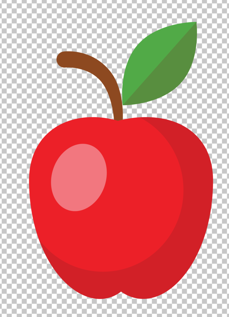 Red Apple PNG Image with Green Leaf on Transparent Background.