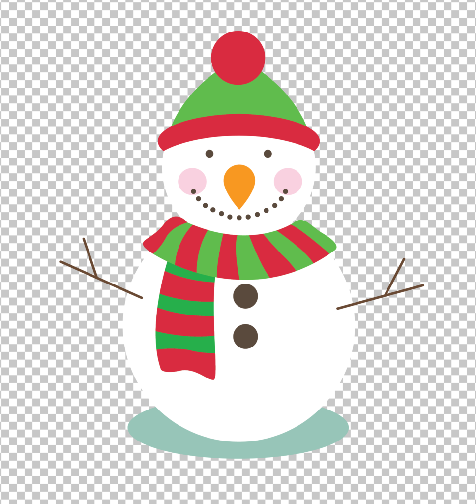 Snowman Wearing Hat and Scarf PNG Image