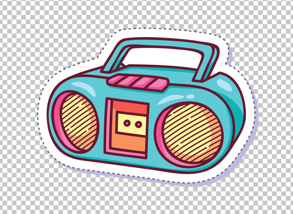Blue Boombox with Pink Speakers Sticker PNG Image