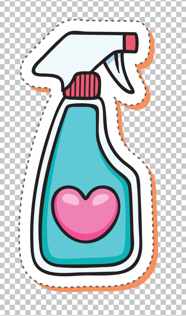Pink Heart Spray Bottle Sticker PNG Image.