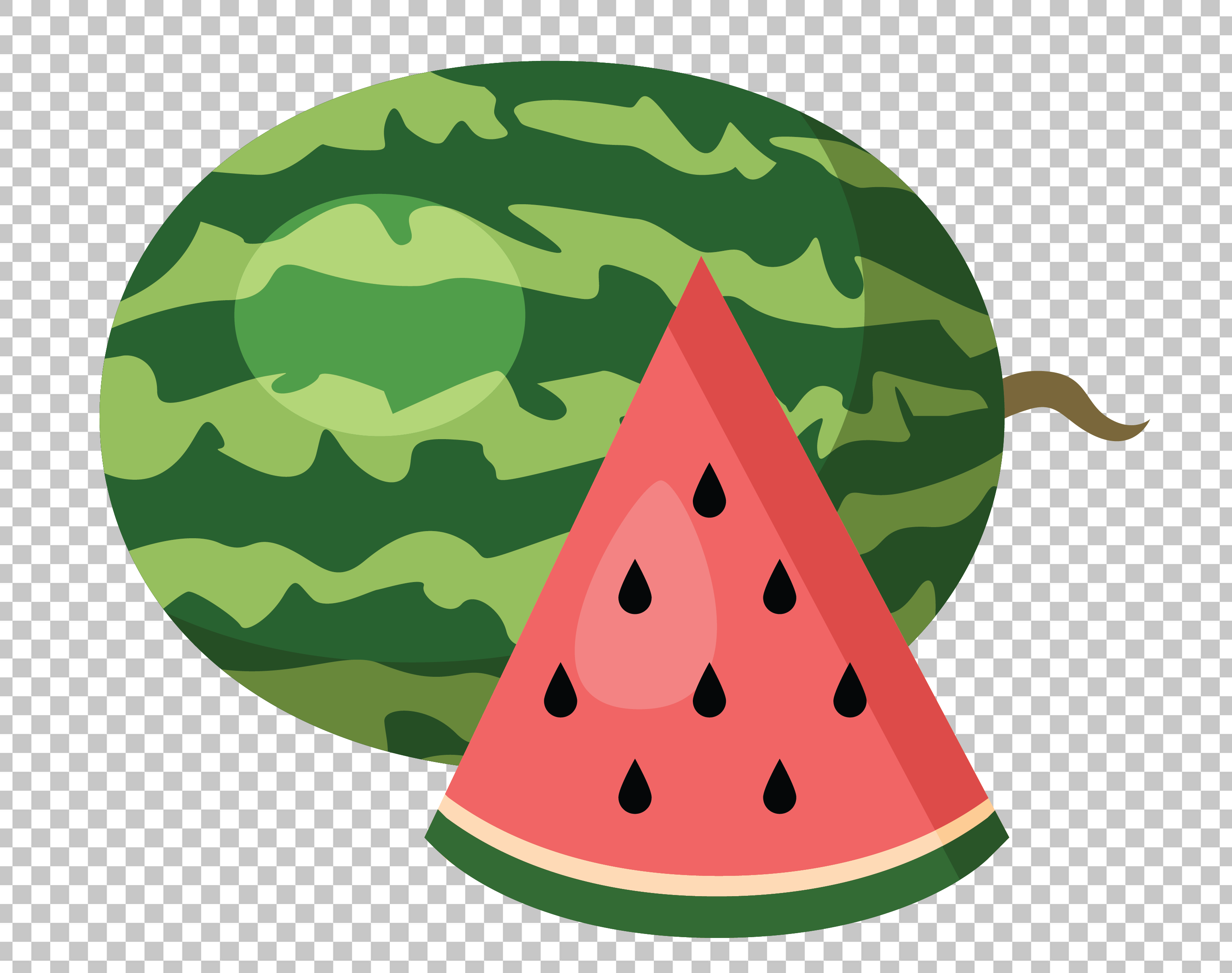 Watermelon Slice and Whole Watermelon PNG Image on Transparent Background