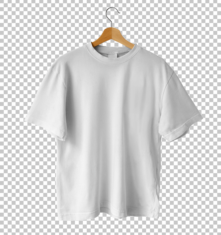 White T-Shirt on Wooden Hanger PNG Image