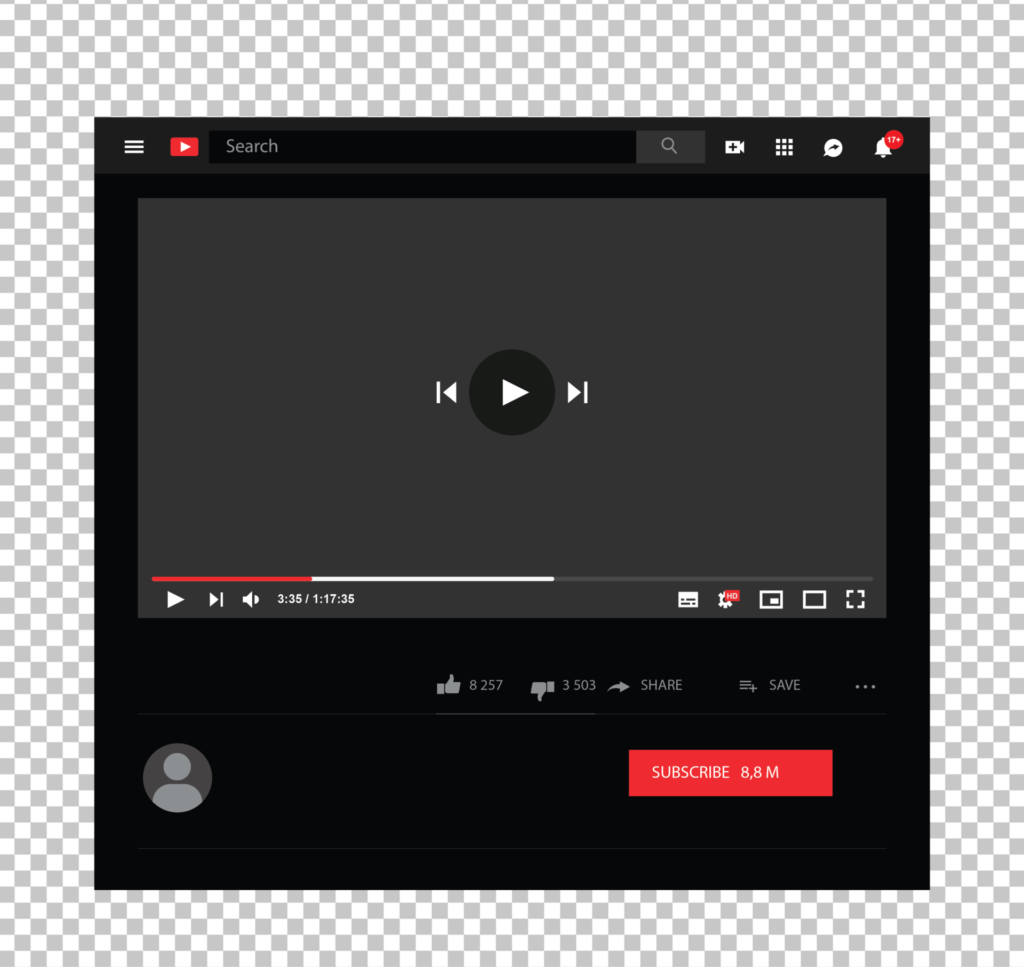 Video Player with Subscribe Button PNG Image