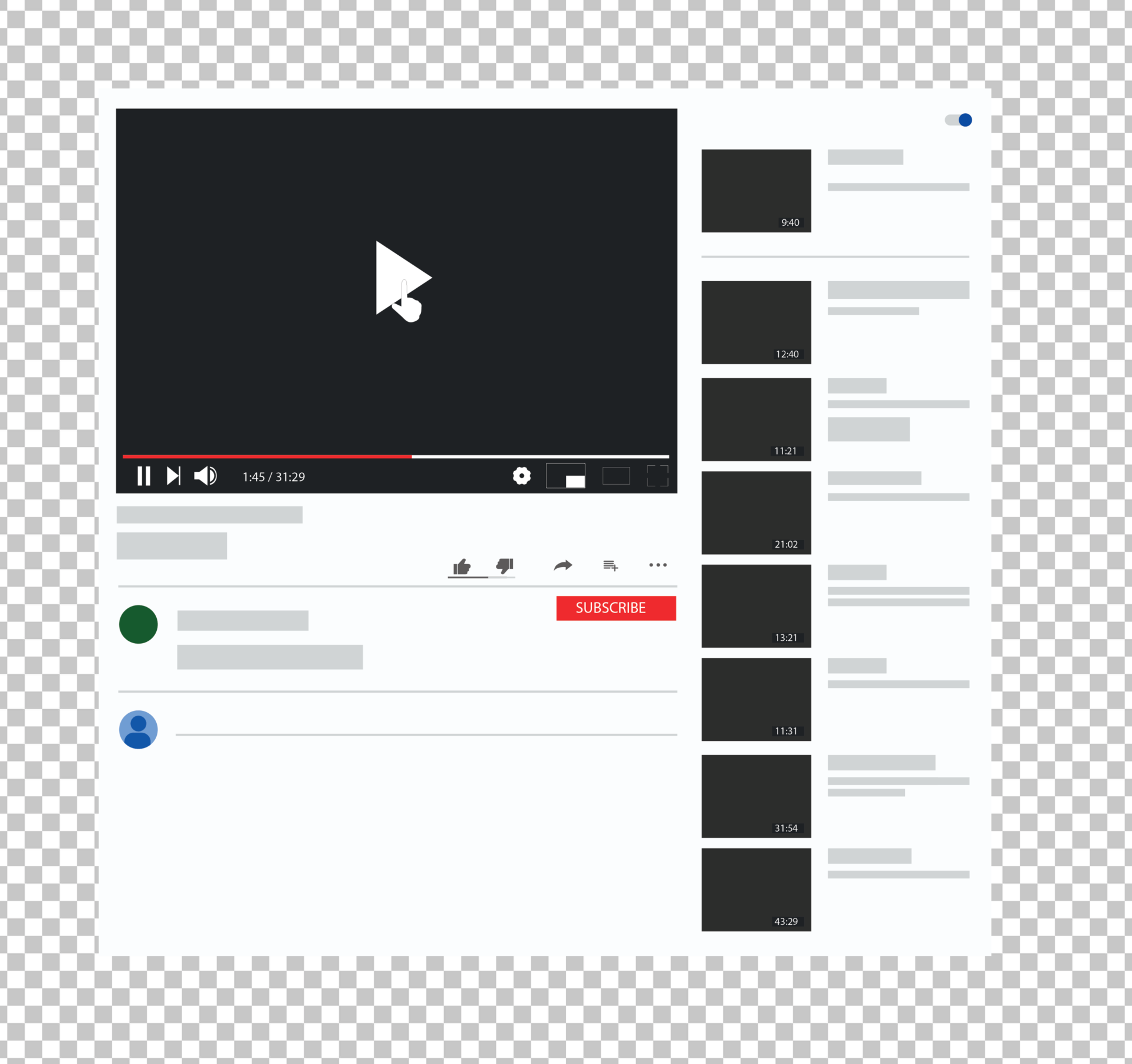 YouTube Video Interface, Youtube video template PNG Image